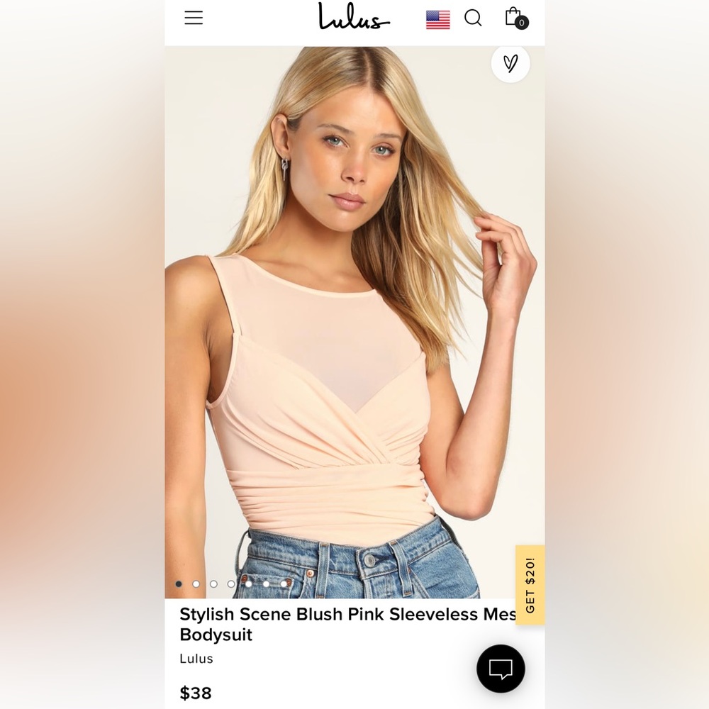 Lulu’s Blush Pink Sleeveless High-Neck Mesh BodySuit Size: Medium